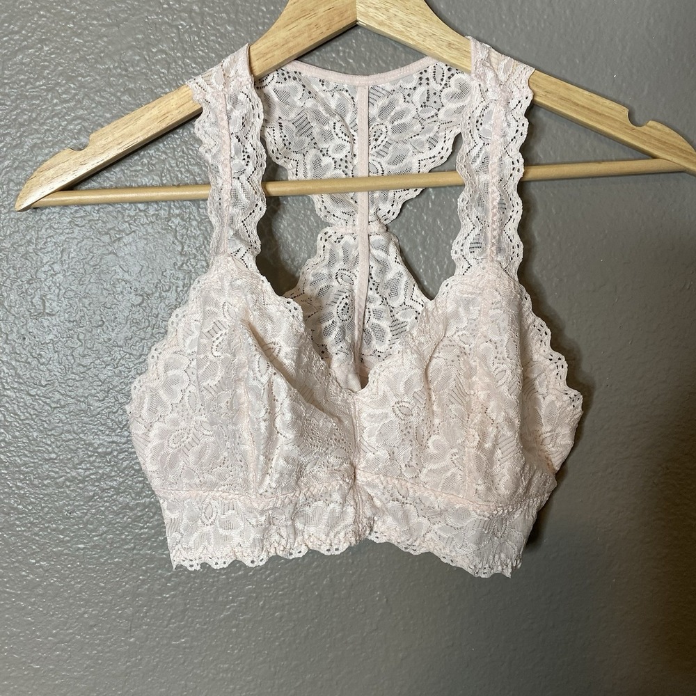 Felina Lingerie Lace Bralette Women's Size Small Peach Color